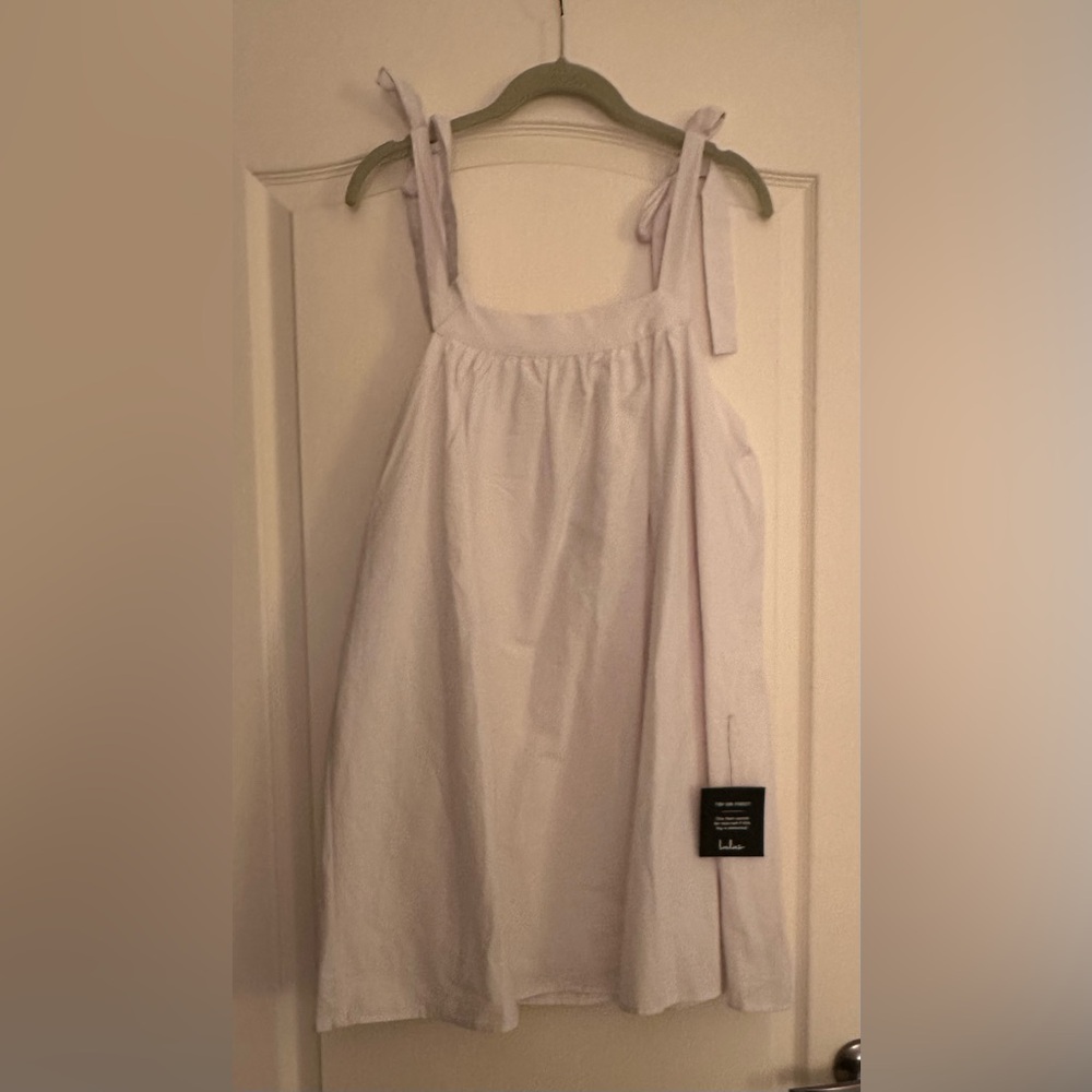 Lulu's Elegant Cream/White Tie Strap Sundress